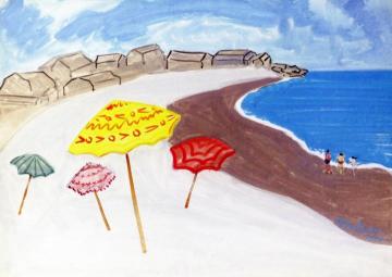Umbrellas By The Sea Artwork by Milton Avery