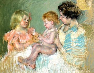 Sara and Her Mother with the Baby Artwork by Mary Cassatt
