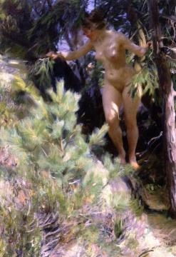 Nude under a Spruce Tree Artwork by Anders Zorn
