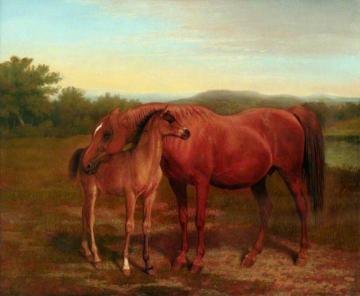 Mare, Chestnut, with Foal Artwork by Jacques-Laurent Agasse