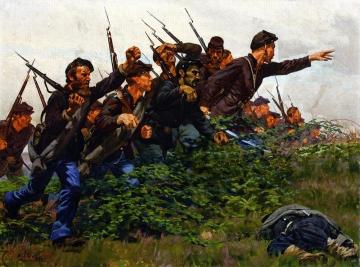 Union Soldiers in Combat Artwork by William Trego