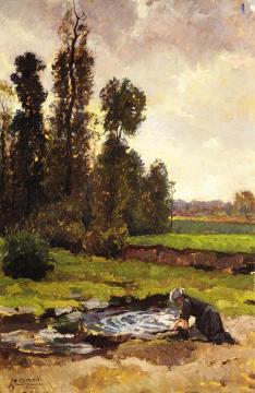 Washerwoman Artwork by Luigi Comoli