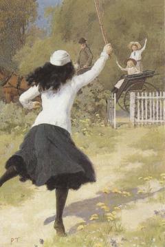 She Gave a Sort of Shout and Ran Towards Us Artwork by Percy Tarrant