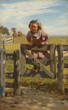 Swinging On A Gate, Southampson, New York Artwork by John George Brown