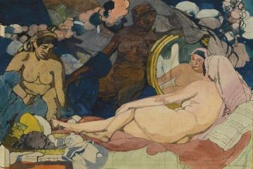 Reclining Woman Before A Mirror Artwork by Léon Cauvy