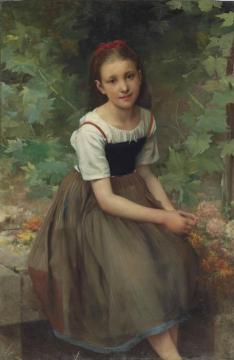 Young Girl with Flowers Artwork by William Adolphe Bouguereau