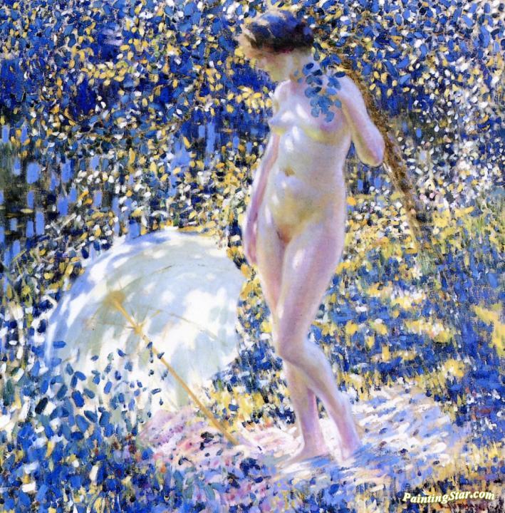 Nude with a Parasol Artwork by Louis Ritman