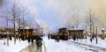 The Porte Maillot, Snow Effect, Sunset Artwork by Luigi Loir