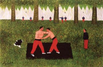 Wrestlers In The Country Artwork by Camille Bombois