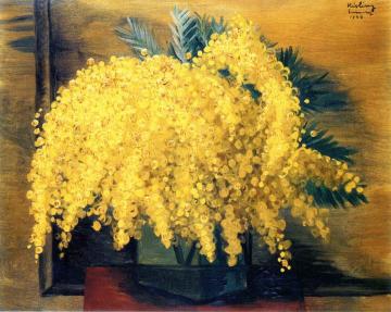 Vase Of Mimosa Artwork by Moise Kisling