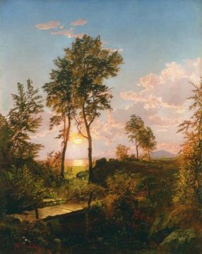 Wooden Bridge at Sunset Artwork by William Trost Richards