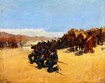 Quartermaster's Department: Train of Pack Mules Attacked by Mexican Calvary, 1847 Artwork by William Trego