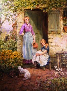 Feeding Time In The Garden Artwork by Henry John Yeend King