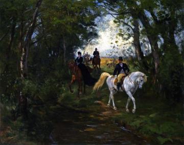 Outing on the Forest's Edge Artwork by Rudolf Koller