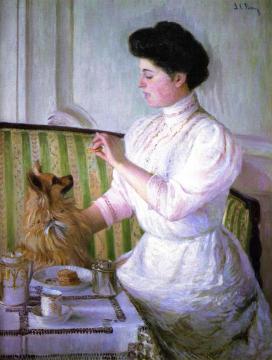 Lady At The Tea Table Artwork by Lilla Cabot Perry