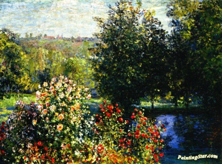 Roses in the Garden at Montgeron Artwork by Claude Oscar Monet