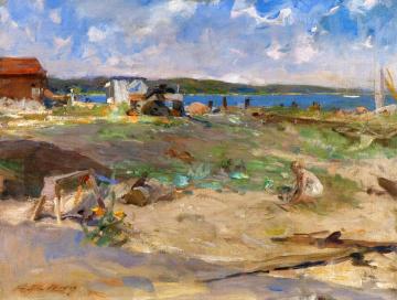 New Suffolk Beach, Peconic Artwork by Irving R. Wiles