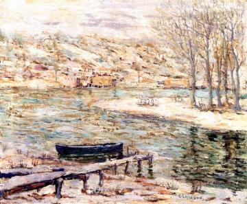 River Scene - Boat and Trees Artwork by Ernest Lawson