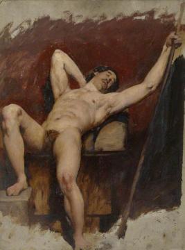 Reclining Male Nude, Raised Right Knee Artwork by William Etty