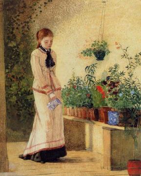 Girl Watering Plants Artwork by Winslow Homer