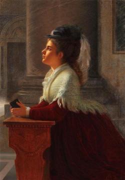 Young Woman Praying In The Church Artwork by Anton Thiele