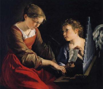 Saint Cecilia With An Angel Artwork by Orazio Gentileschi