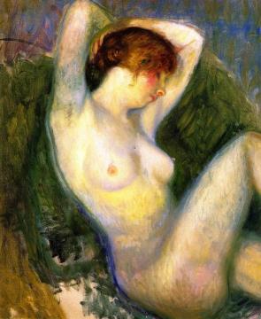 Nude in Green Chair (unfinished) Artwork by William James Glackens