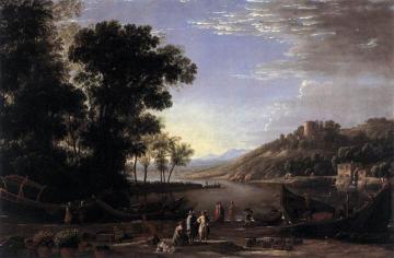 Landscape With Merchants Artwork by Claude Lorrain