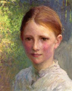 Study For Head Of A Girl (emmy Wright) Artwork by Sir George Clausen