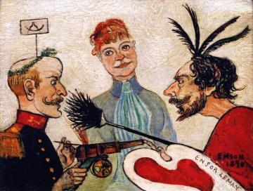 Ensor and Leman Discussing Painting Artwork by James Ensor