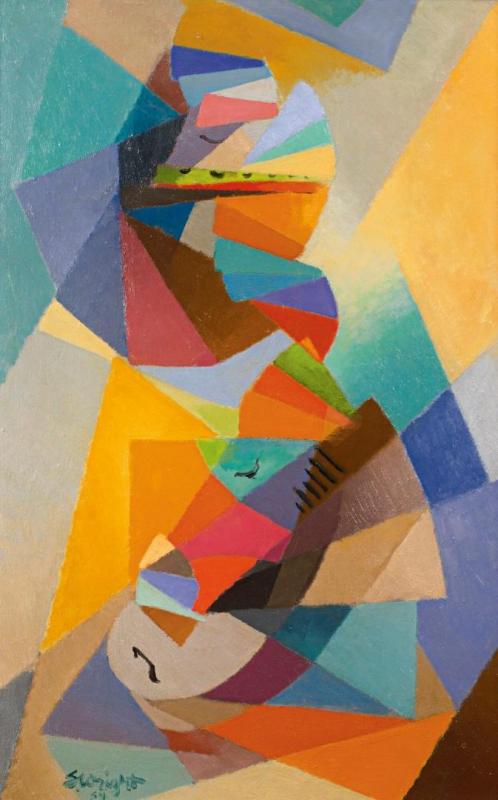 Deux Musiciennes, 1954 Artwork by Stanton Macdonald-Wright