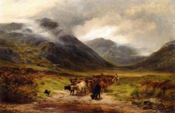 Cattle Droving in the Highlands Artwork by Louis Bosworth Hurt