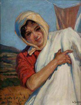 Mujer con Sabana Artwork by Laureano Barrau