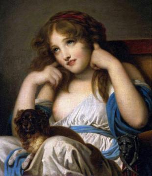 A Young Child with a Spaniel Artwork by Jean-Baptiste Greuze