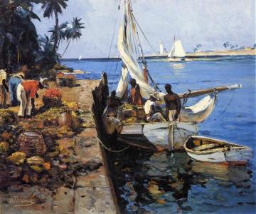 The Landing Pier, Nassau, Bahamas Artwork by Anthony Thieme
