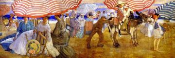 Under the Striped Umbrella (from Hotel Shelburne murals) Artwork by Frederick Carl Frieseke