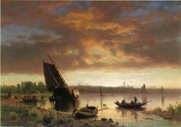 Harbor Scene Artwork by Albert Bierstadt
