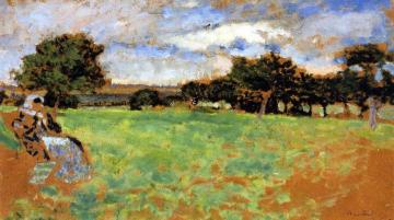 Madame Hessel Sitting in a Meadow in Normandy Artwork by Edouard Vuillard