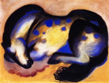 Lying Horse Artwork by Franz Marc