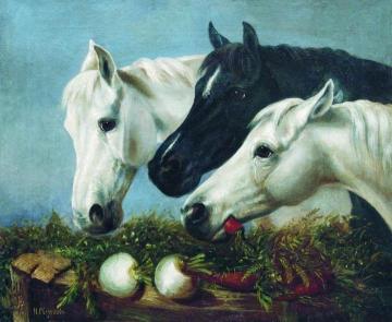Horses' Treat Artwork by Nikolai Sverchkov