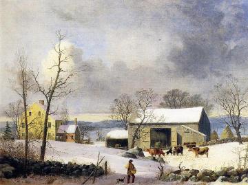 Winter in the Country, Farmyard Artwork by George Henry Durrie