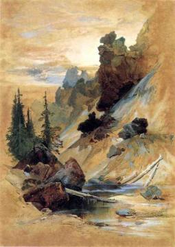 The Devils Den on Cascade Creek Artwork by Thomas Moran