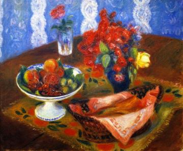 Still Life with Roses and Fruit Artwork by William James Glackens