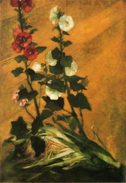 Hollyhocks and Corn Artwork by John La Farge