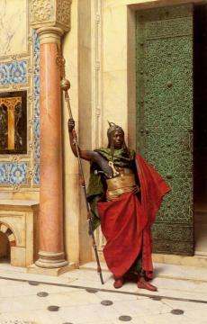 A Nubian Guard Artwork by Ludwig Deutsch