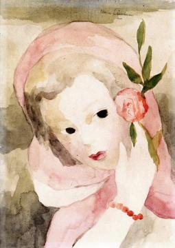 Girl With A Rose Artwork by Marie Laurencin
