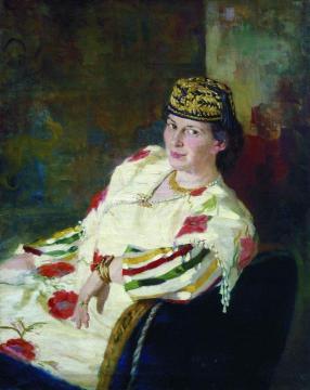 Portrait of patroness and countess Mara Konstantinovna Oliv. Artwork by Ilya Yefimovich Repin