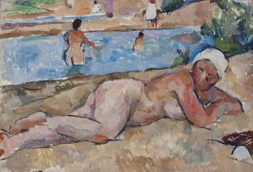 The Woman On The Bank Of The River Artwork by Pyotr Konchalovsky