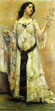 Portrait of Charlotte Berend in a White Dress Artwork by Lovis Corinth