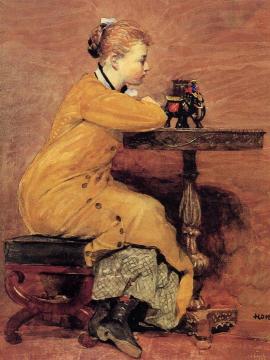 Woman and Elephant Artwork by Winslow Homer